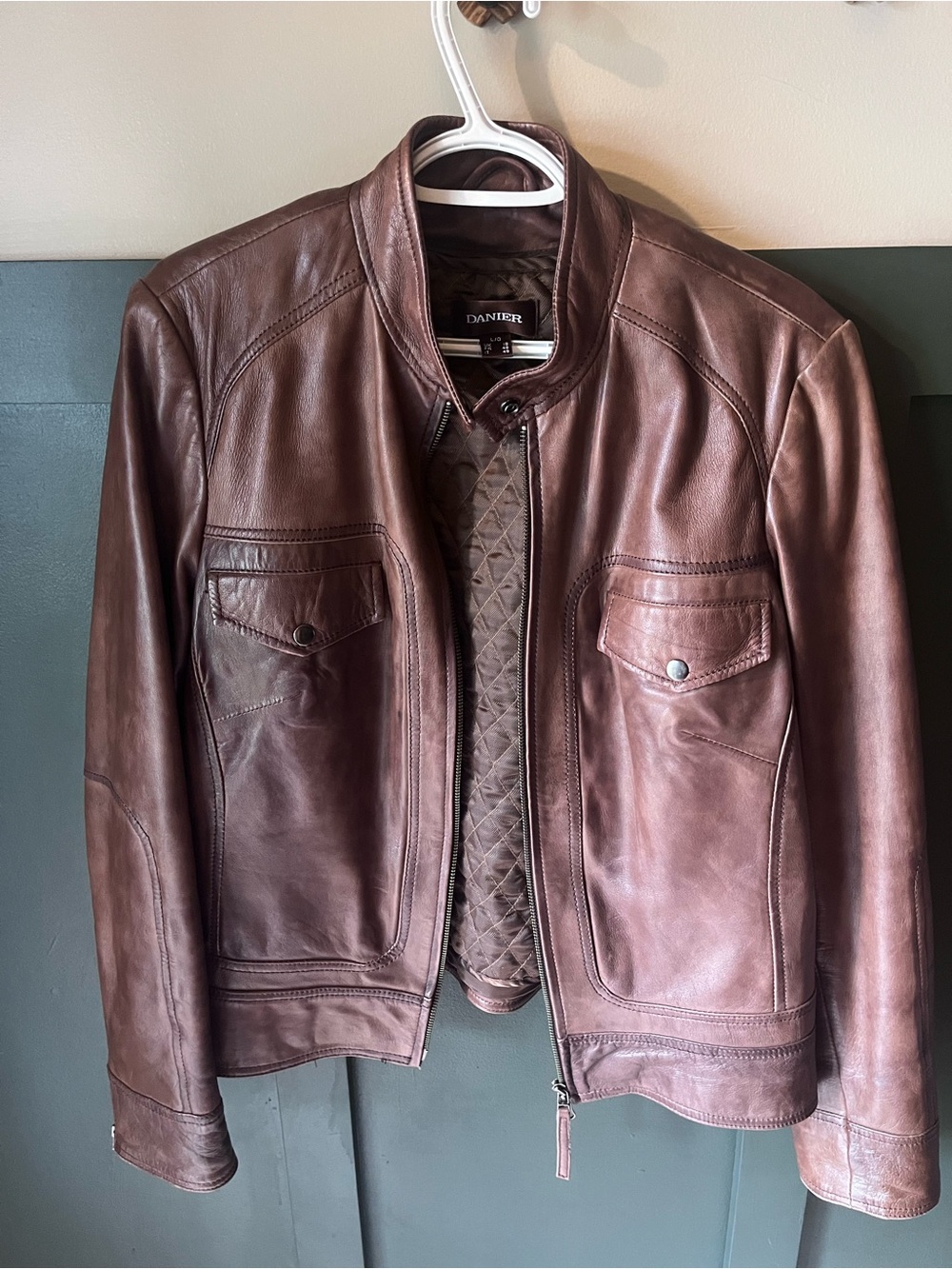 Danier Brown Leather Bomber Jacket